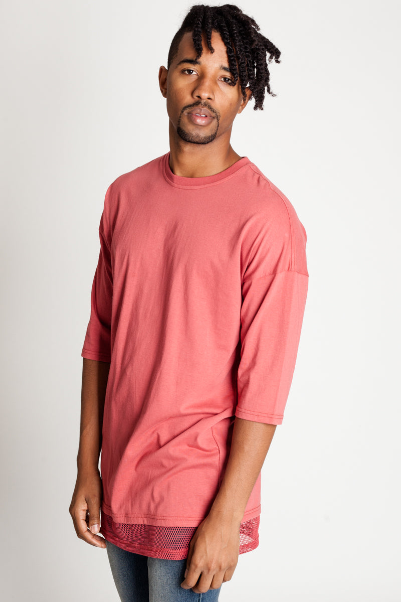 DROP SHOULDER TEE WITH MESH