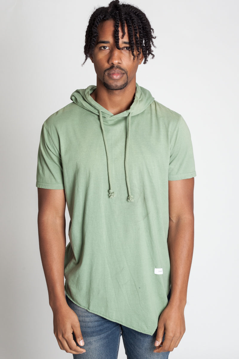 SHORT SLEEVE ASYMMETRIC HOODIE