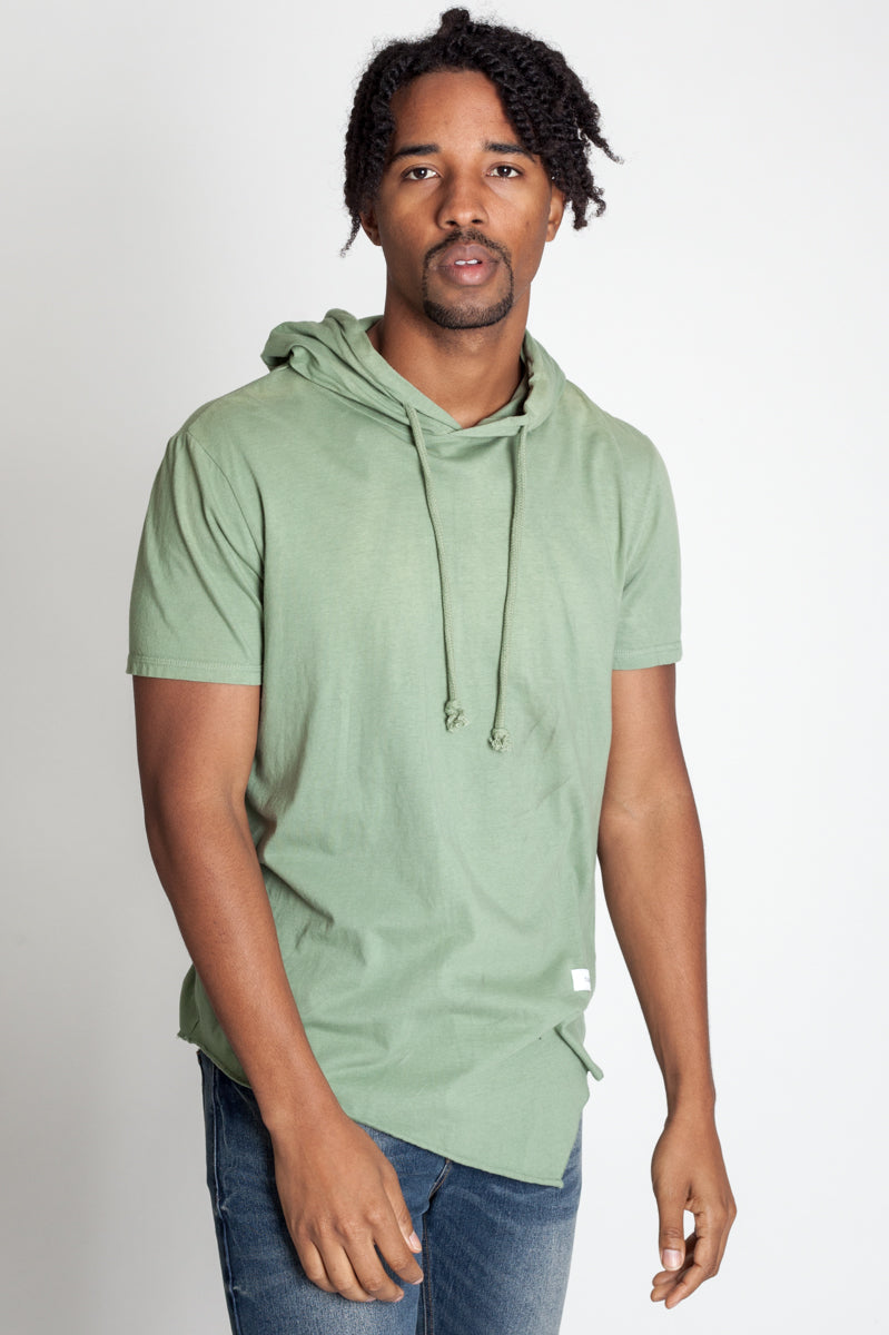 SHORT SLEEVE ASYMMETRIC HOODIE