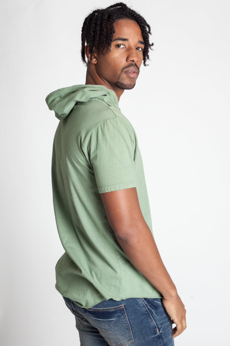 SHORT SLEEVE ASYMMETRIC HOODIE