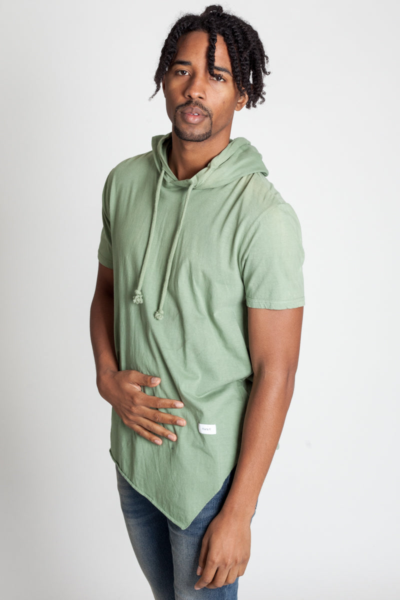 SHORT SLEEVE ASYMMETRIC HOODIE