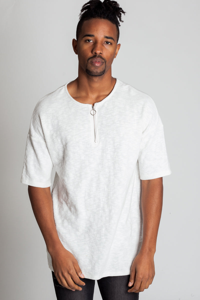 HALF ZIP SLUB TEE