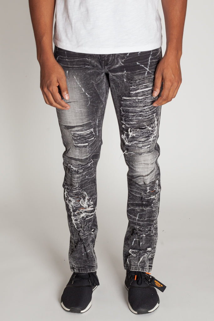 gray destroyed jeans