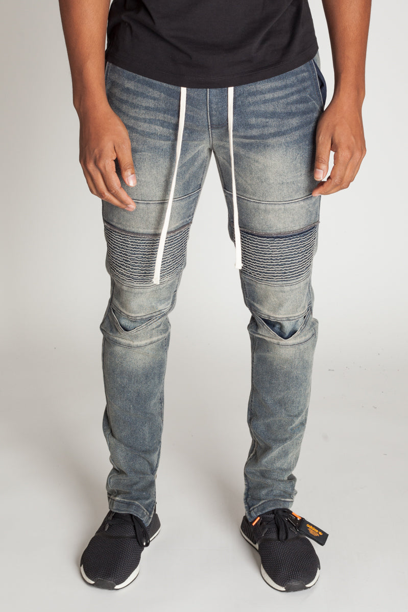 Ankle Zip Moto Jeans (Grey Blue) – KDNK