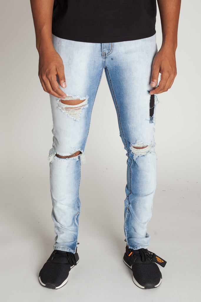 light blue bleached jeans