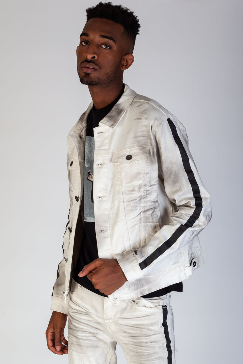 SMOKE TWILL JACKET WITH SIDE STRIPES