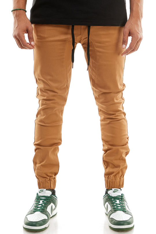 KDNK URBANJ Men's Khaki Twill Tapered Ankle Zip Skinny Jogger Pants :  : Clothing, Shoes & Accessories