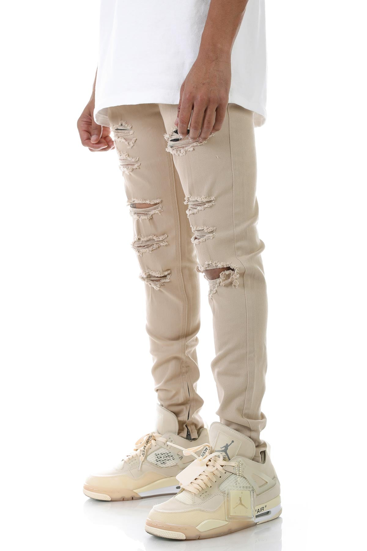 DESTROYED ANKLE ZIP PANTS