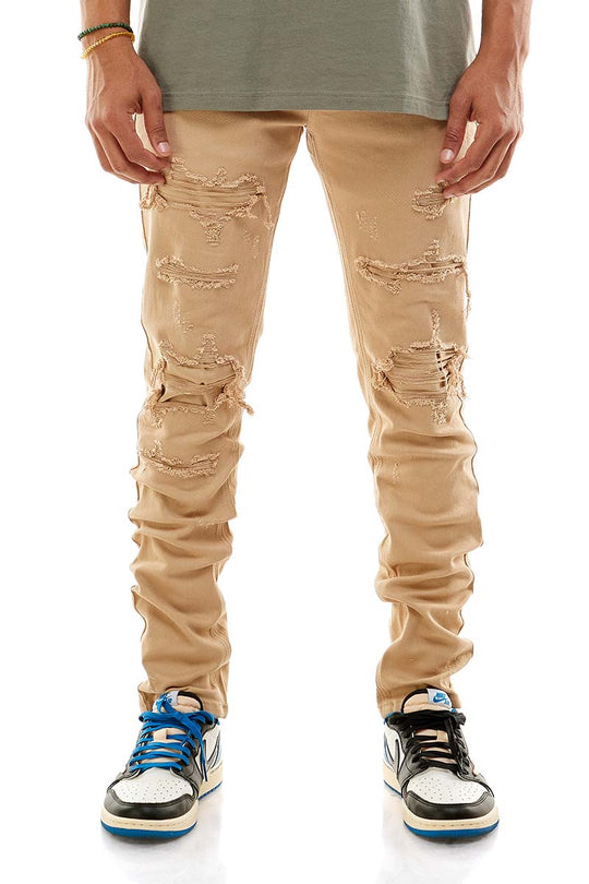 KDNK URBANJ Men's Khaki Twill Tapered Ankle Zip Skinny Jogger Pants :  : Clothing, Shoes & Accessories