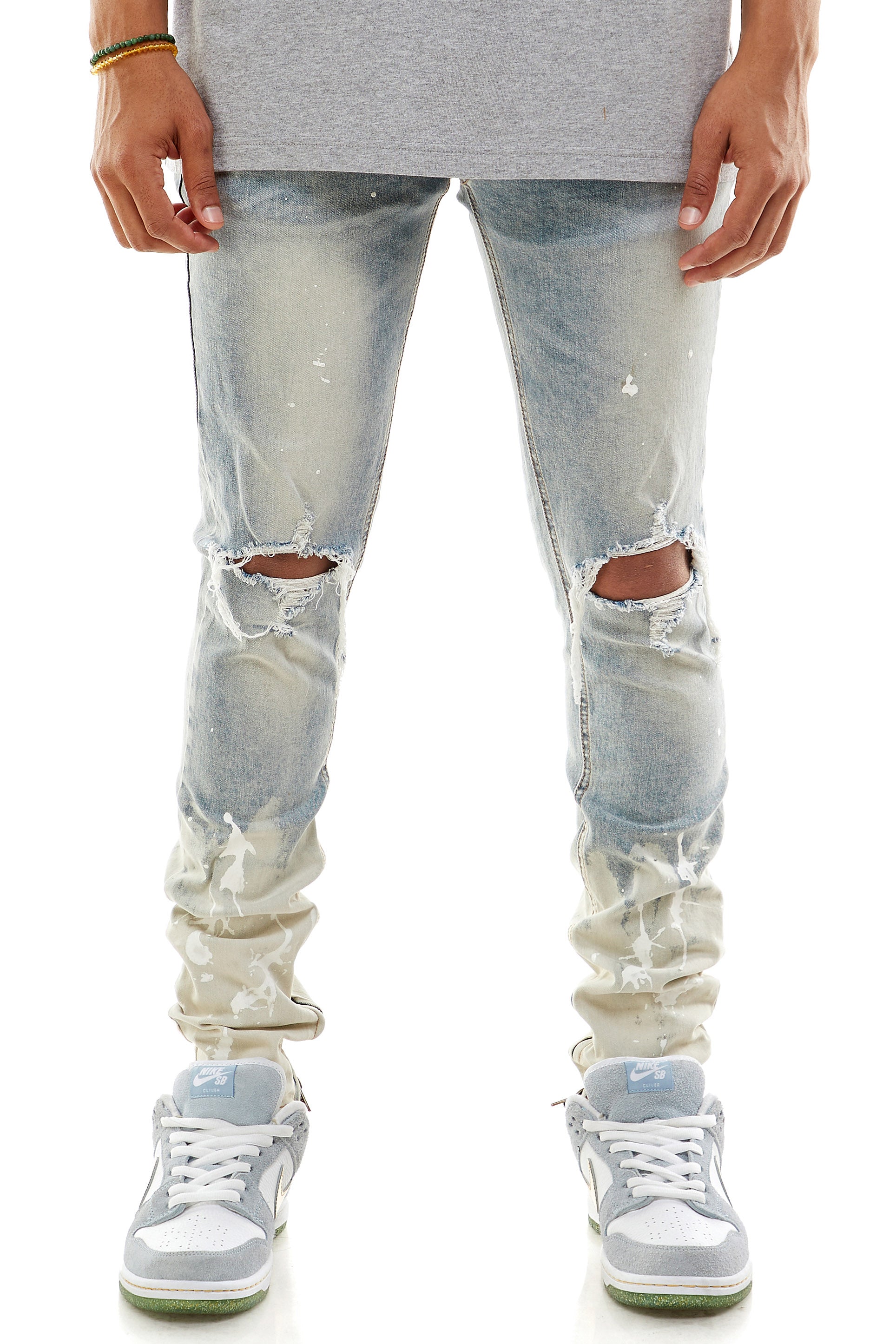 PAINTER'S DISTRESSED ANKLE ZIP JEANS