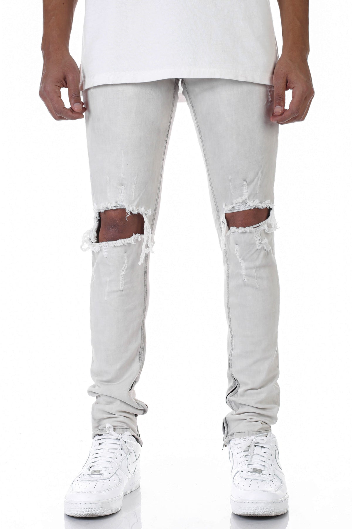 SKINNY FIT ANKLE ZIP JEANS