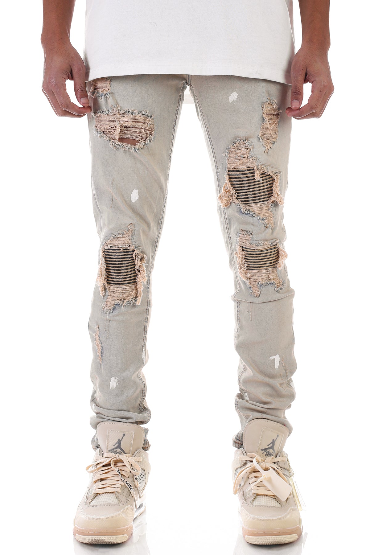 PINTUCK PATCHED JEANS