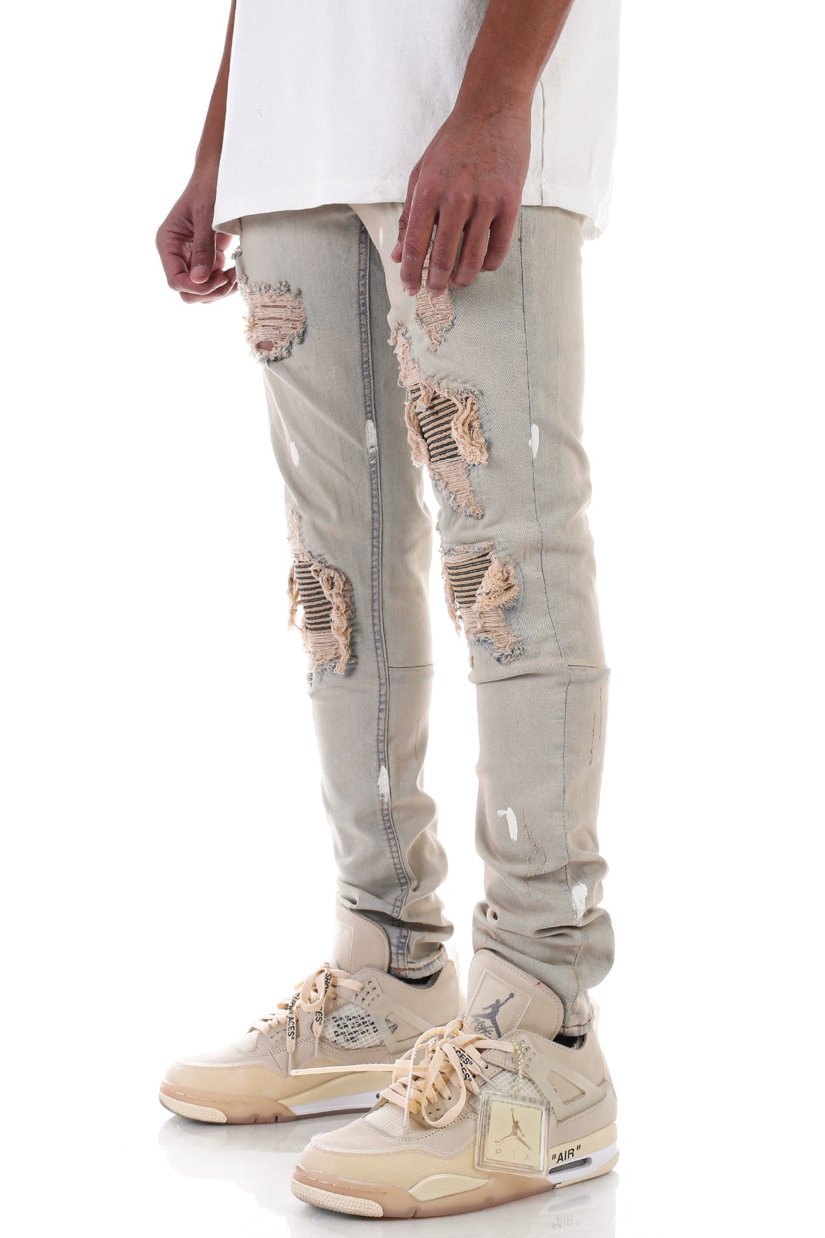 PINTUCK PATCHED JEANS