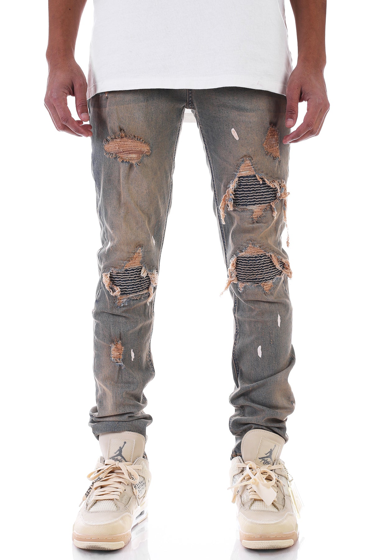 PINTUCK PATCHED JEANS