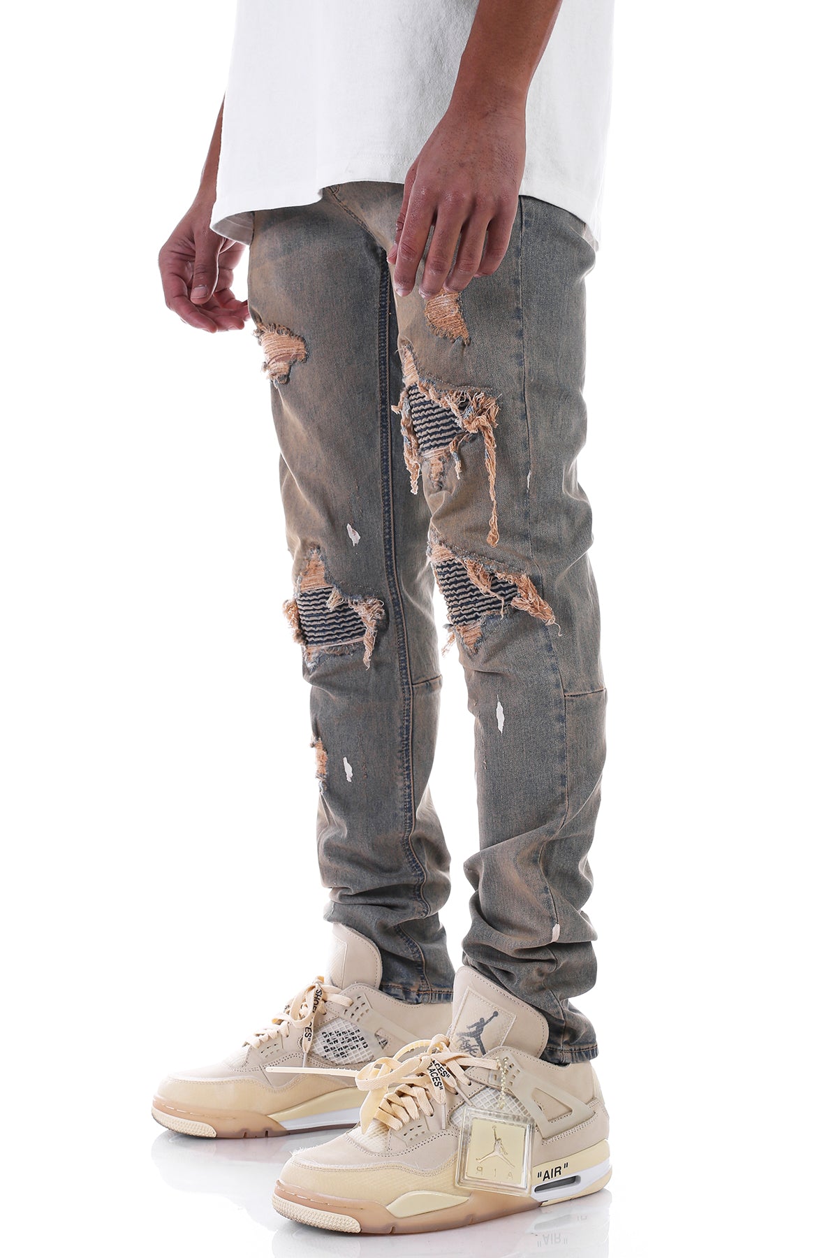 PINTUCK PATCHED JEANS