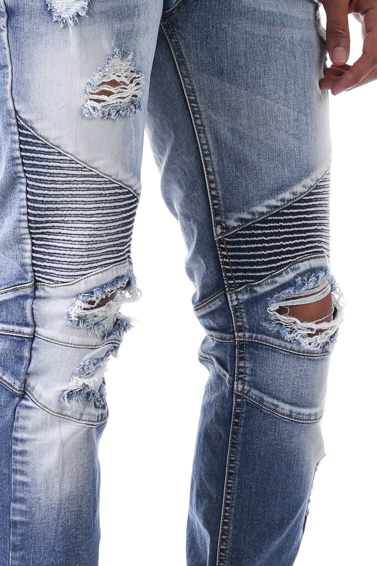 DISTRESSED MOTO JEANS