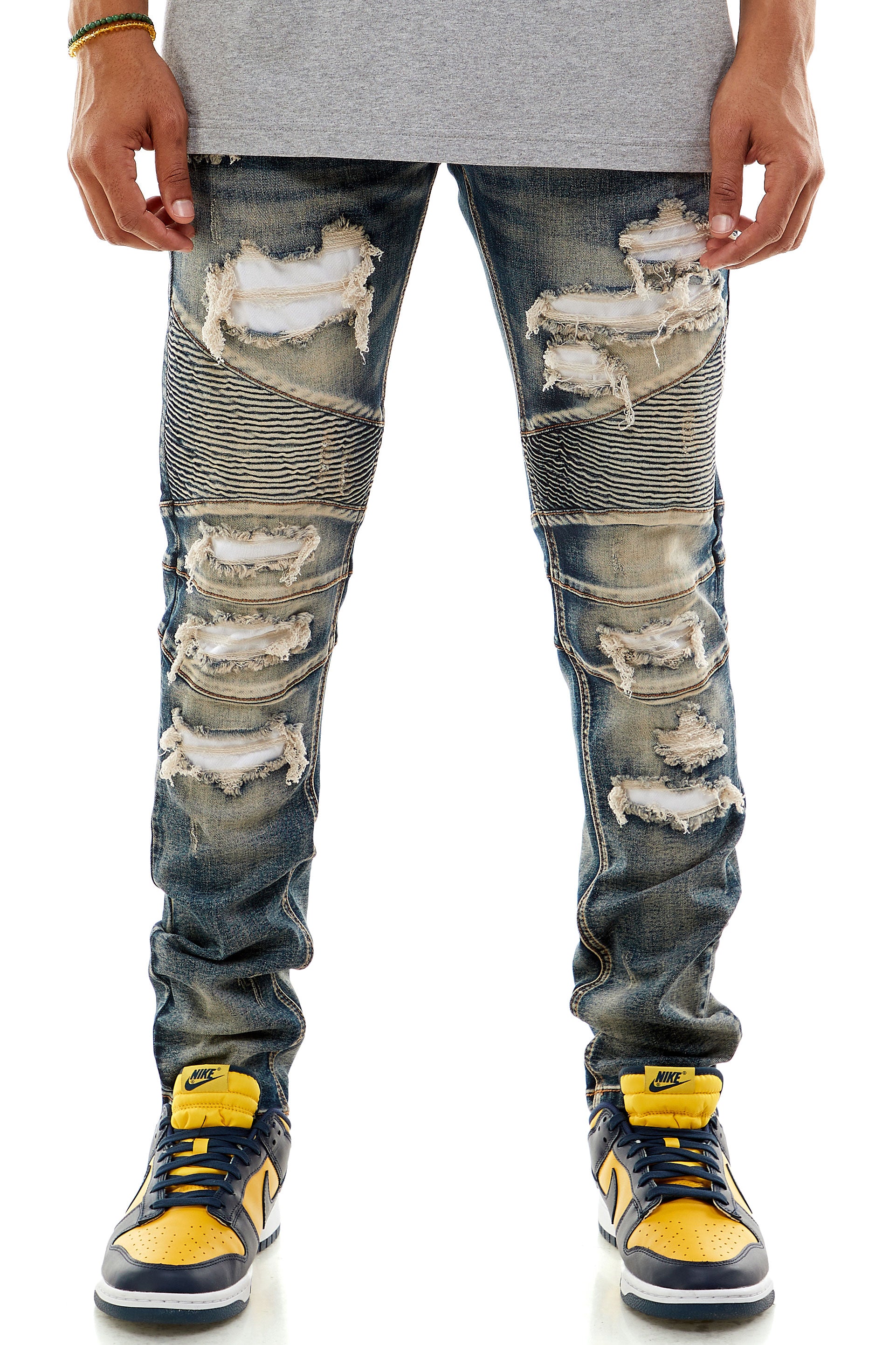 PATCHED MOTO JEANS