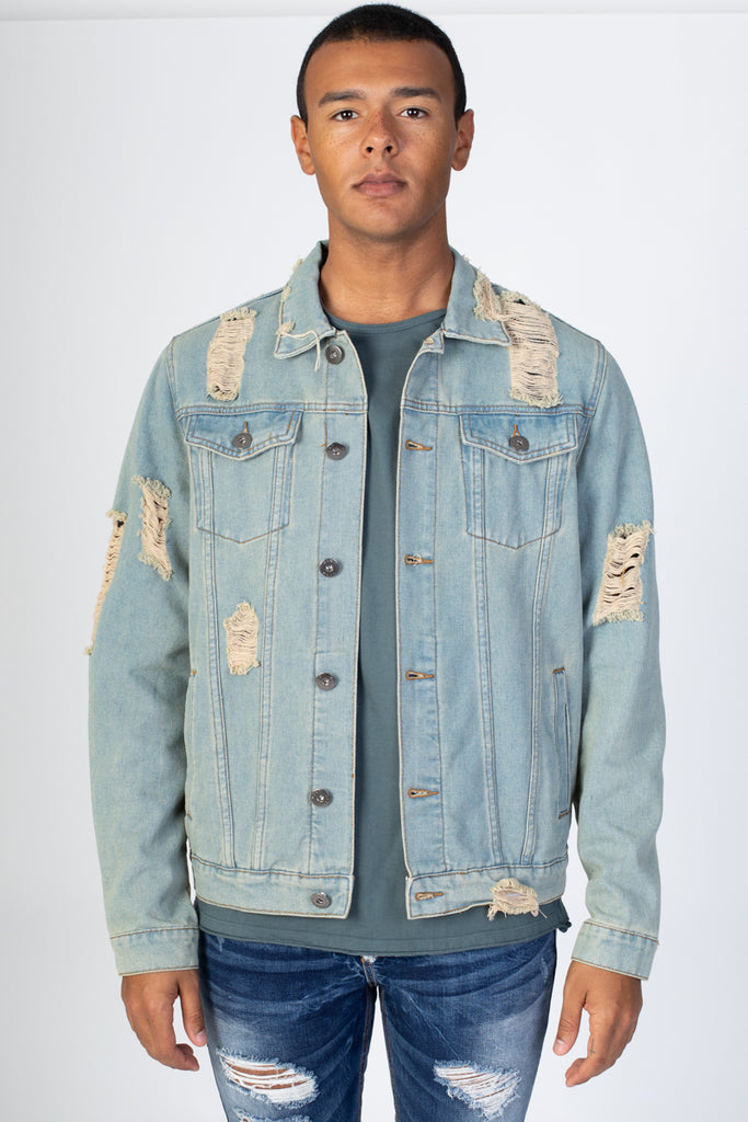 distressed denim jean jacket