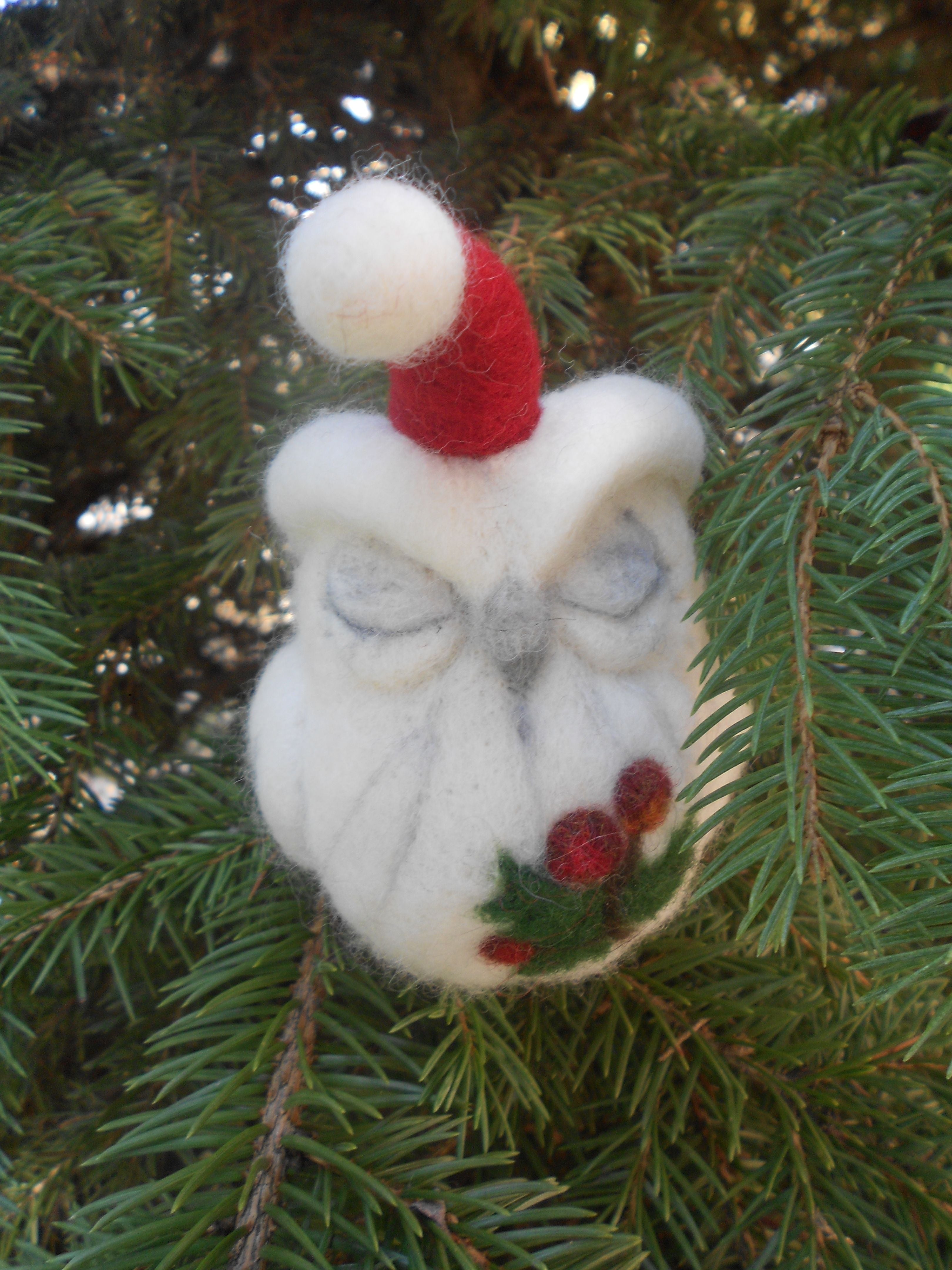 Christmas Owl Decoration Handcrafted Needle Felted Owl Owl Sculptu Melkada