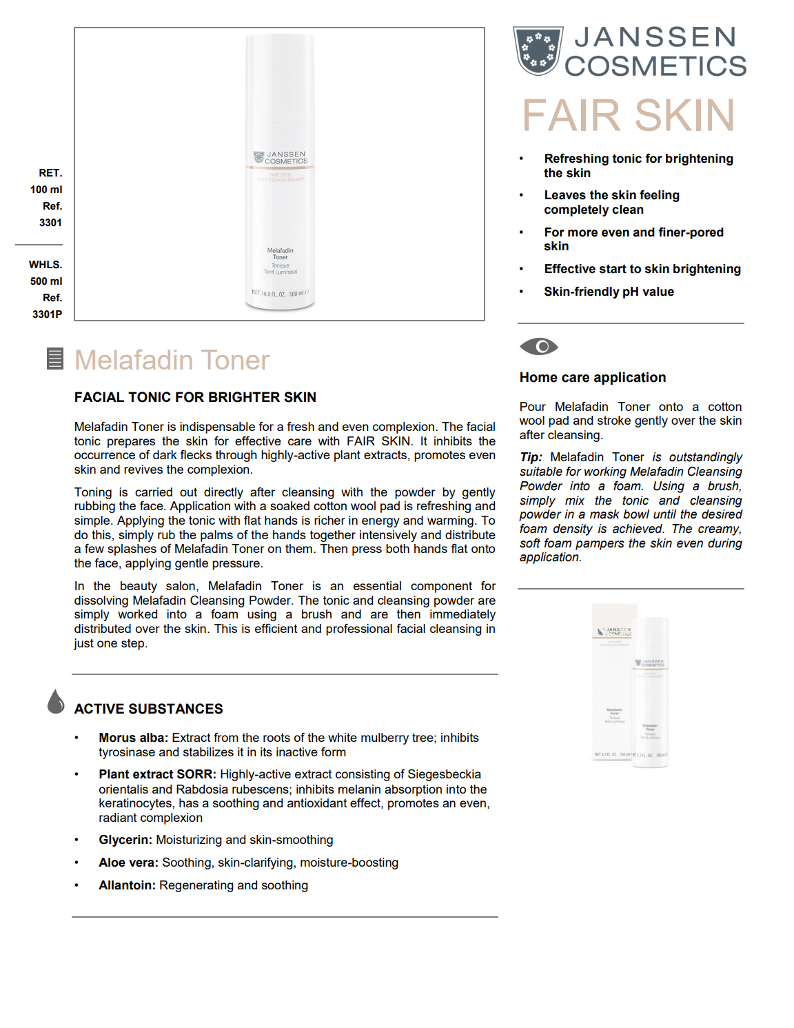 Janssen Cosmetics Melafadin Toner Janssen Cosmetics Usa