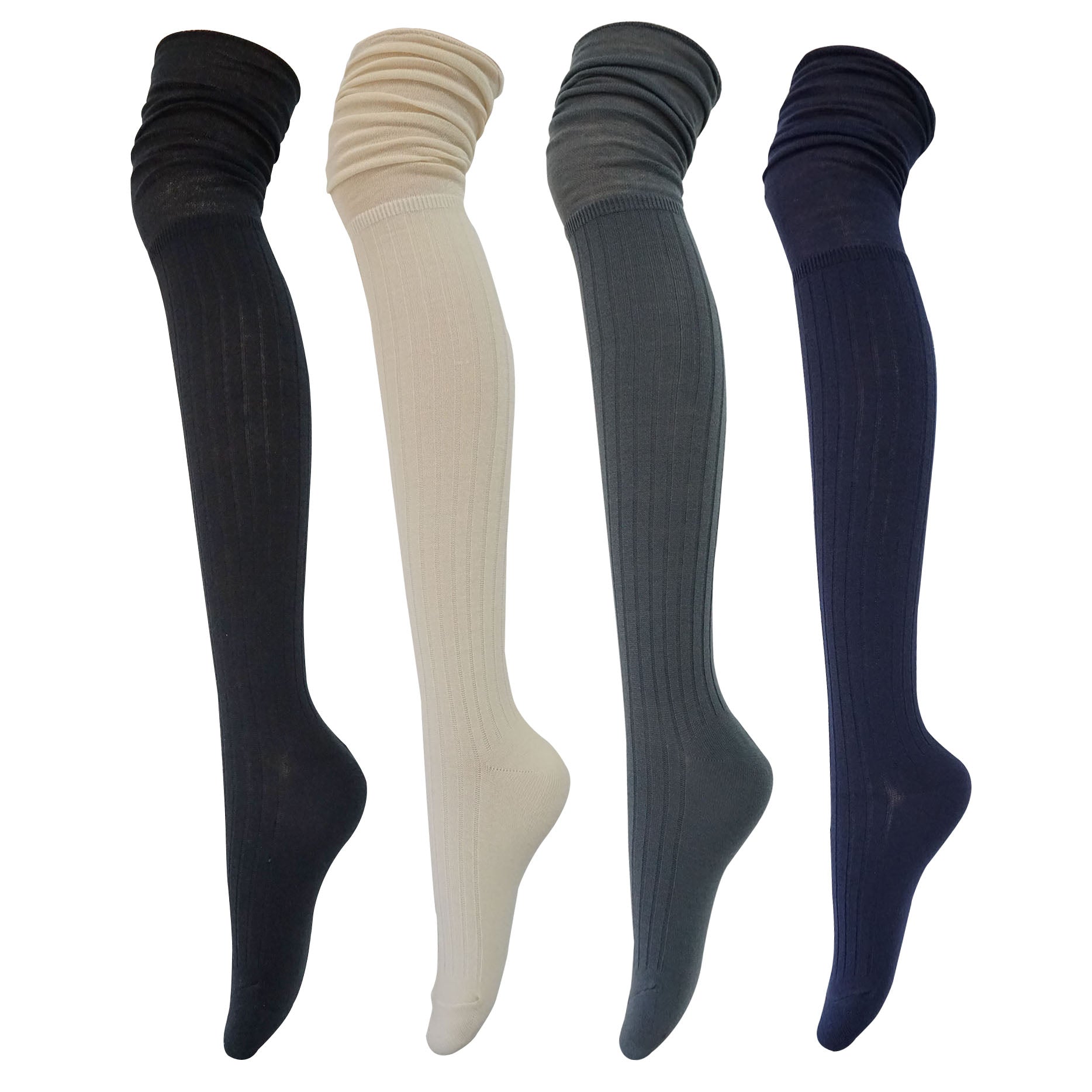 4Pack Women's Slouch Top Over The Knee Socks – Seoulstory7