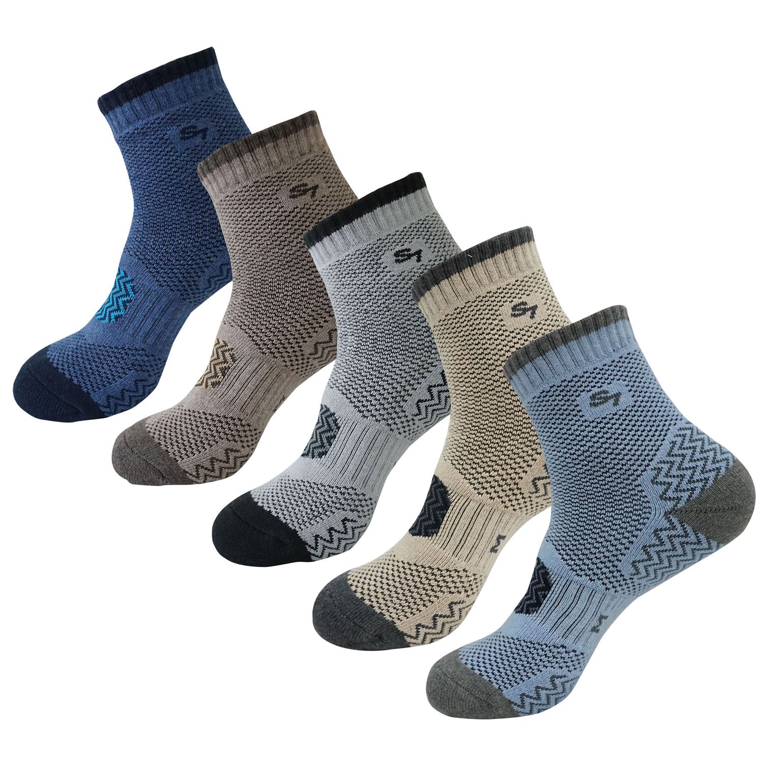 5pack Men's Full Cushion Mid Quarter Length Hiking Socks – Seoulstory7