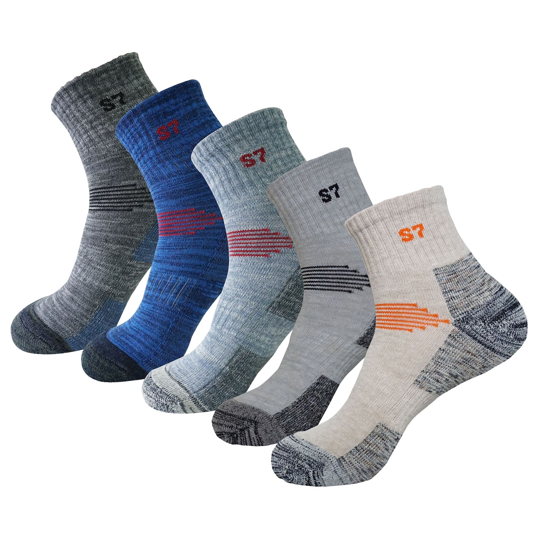 5Pack Men's Mid Cushion Low Cut Hiking/Camping/Performance Socks ...