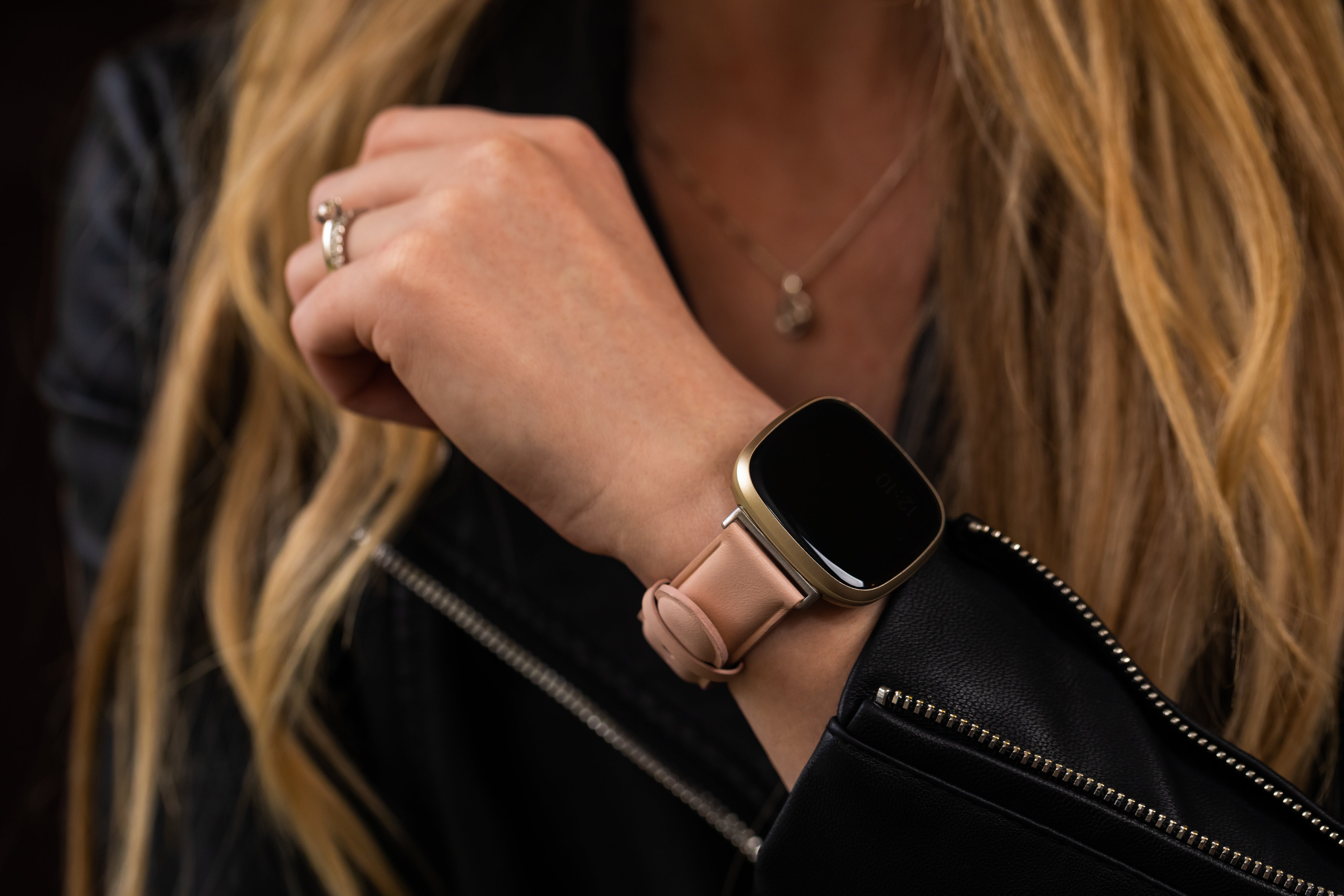 Fitbit Versa 3 and Fitbit Sense Peach Leather Watch Straps NZ