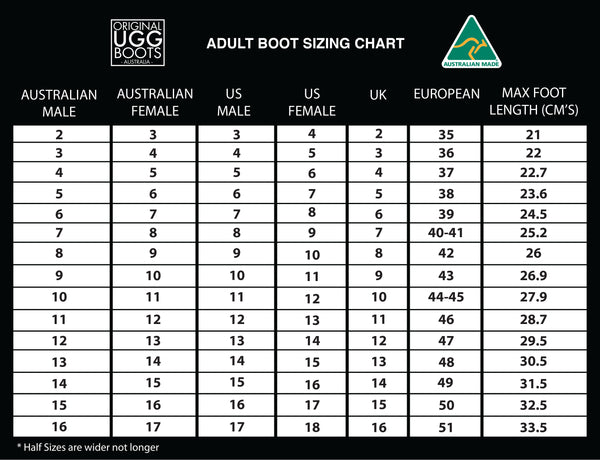 Ugg Size Chart Australia