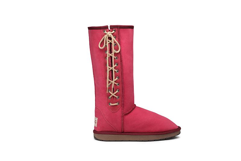 red lace up ugg boots