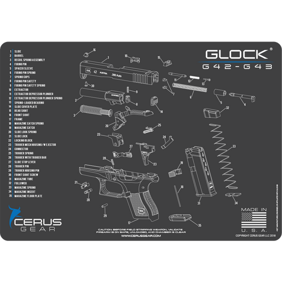 Glock® 42-43 Schematic ProMat: Clean Your CCW Like a Pro | Cerus Gear