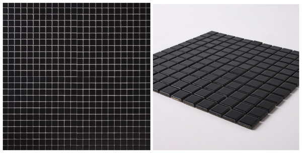 Simple Black 1x1 Square Ceramic Mosaic Tile