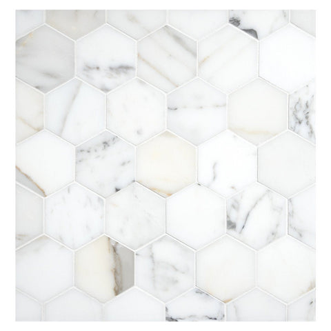 Calacatta Gold Hexagon Marble Mosaic