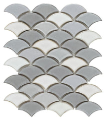 Antigua Cool Gray Fishscale Porcelain Mosaic