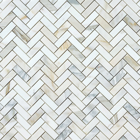 Calacatta Gold 1x3 Herringbone Mosaic