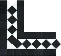 Thassos White and Black Belvaux Border Corner