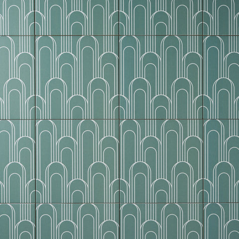 Eiffel Oval Green/White 8x8 Porcelain Tile