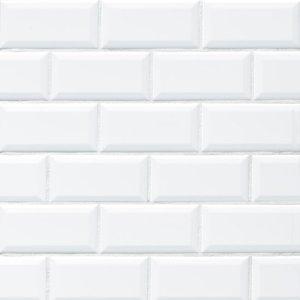 Ice White Beveled Glossy Ceramic Subway Tile