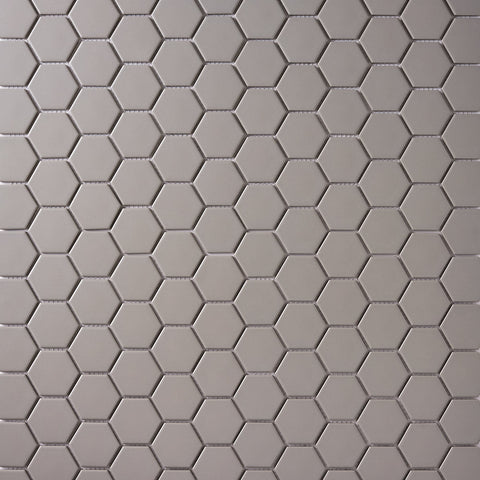 Simple Gray 2” Hexagon Ceramic Matte Mosaic