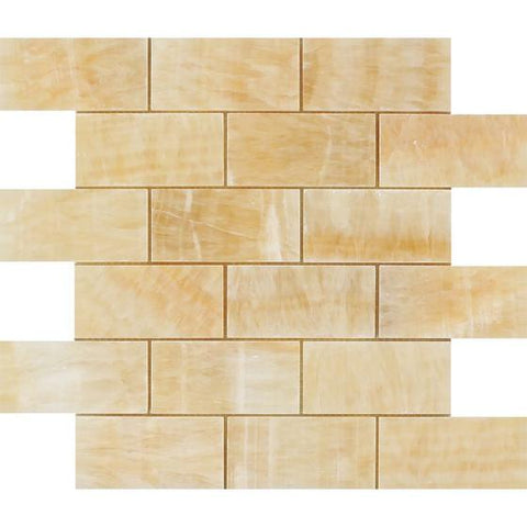 Honey Onyx Brick Mosaic Tile