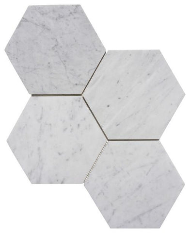Italian Bianco Carrara White Hexagon Mosaic Tile