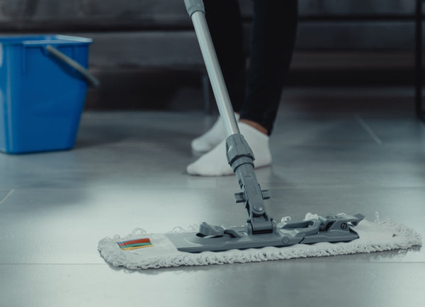 Mopping tile floor