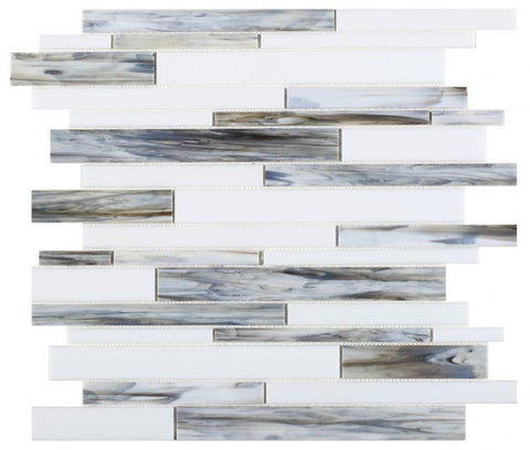 Newport Dawn Linear Interlocking Glass Mosaic Blend