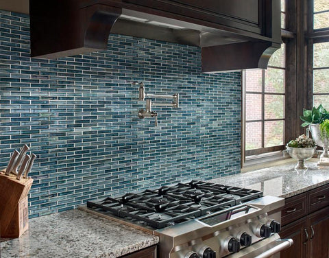 Oasis Blast Stacked Glass Mosaic Tile