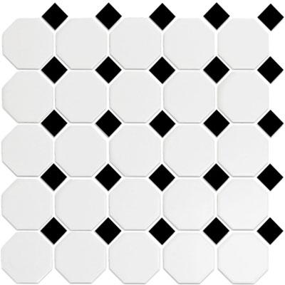 White and Black Octagon Ceramic Mosaic Tile