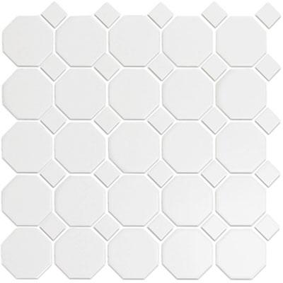 White Octagon Ceramic Mosaic Tile