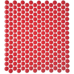 Red Penny Round Ceramic Mosaic Tile