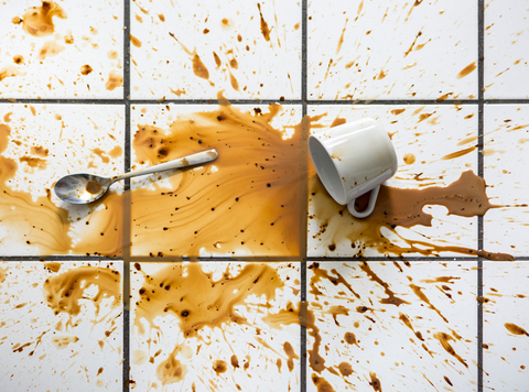 Tile with spilled coffee