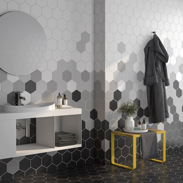 Venice Black 5x6 Hexagon Matte Porcelain Tile