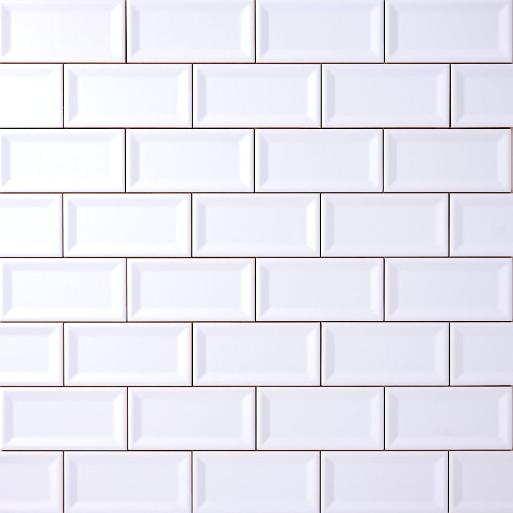 Timeless Ice White Reversed Beveled 3x6 Ceramic Tile – Tilezz
